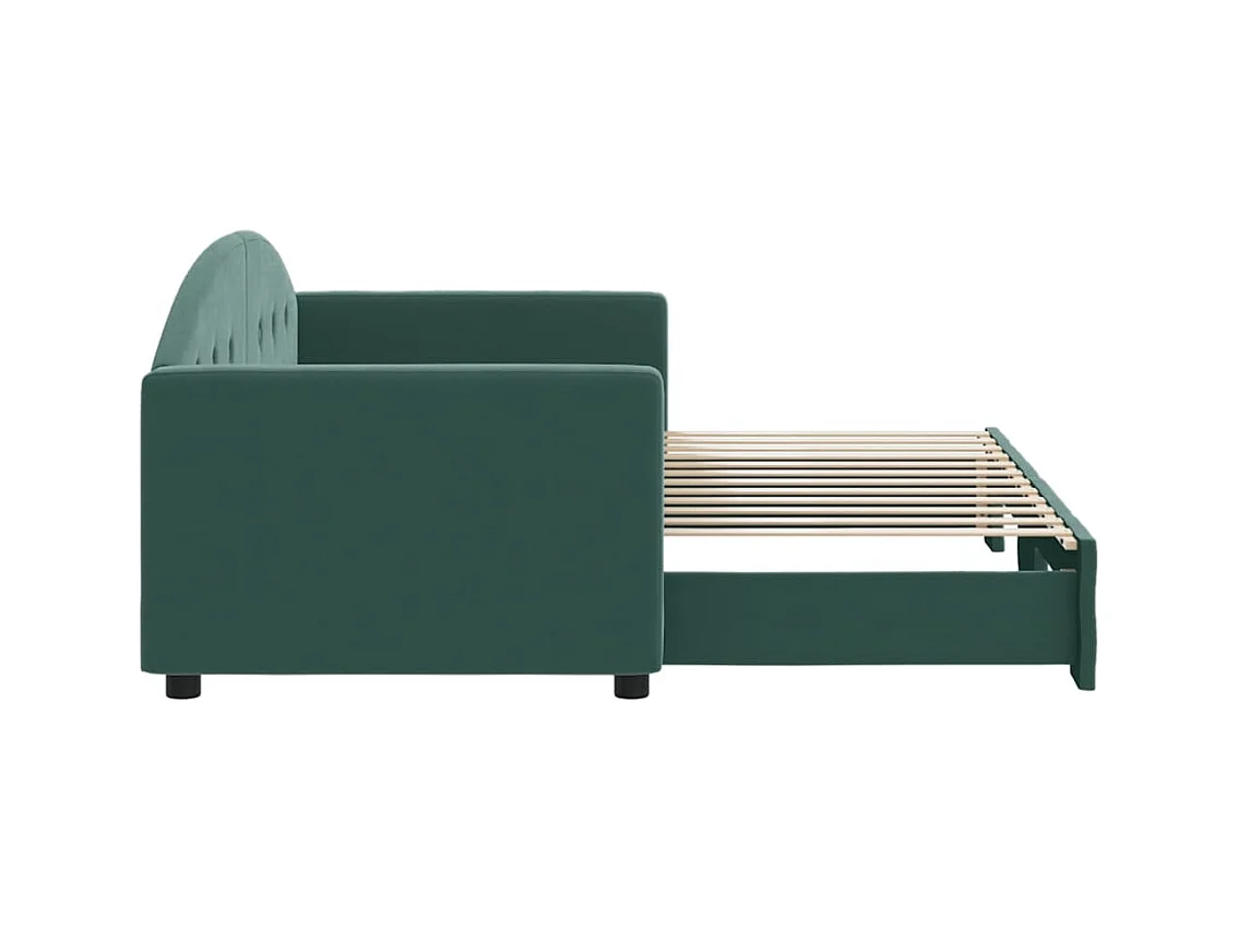 Lit de jour avec gigogne sans matelas vert foncé 80x200 cm