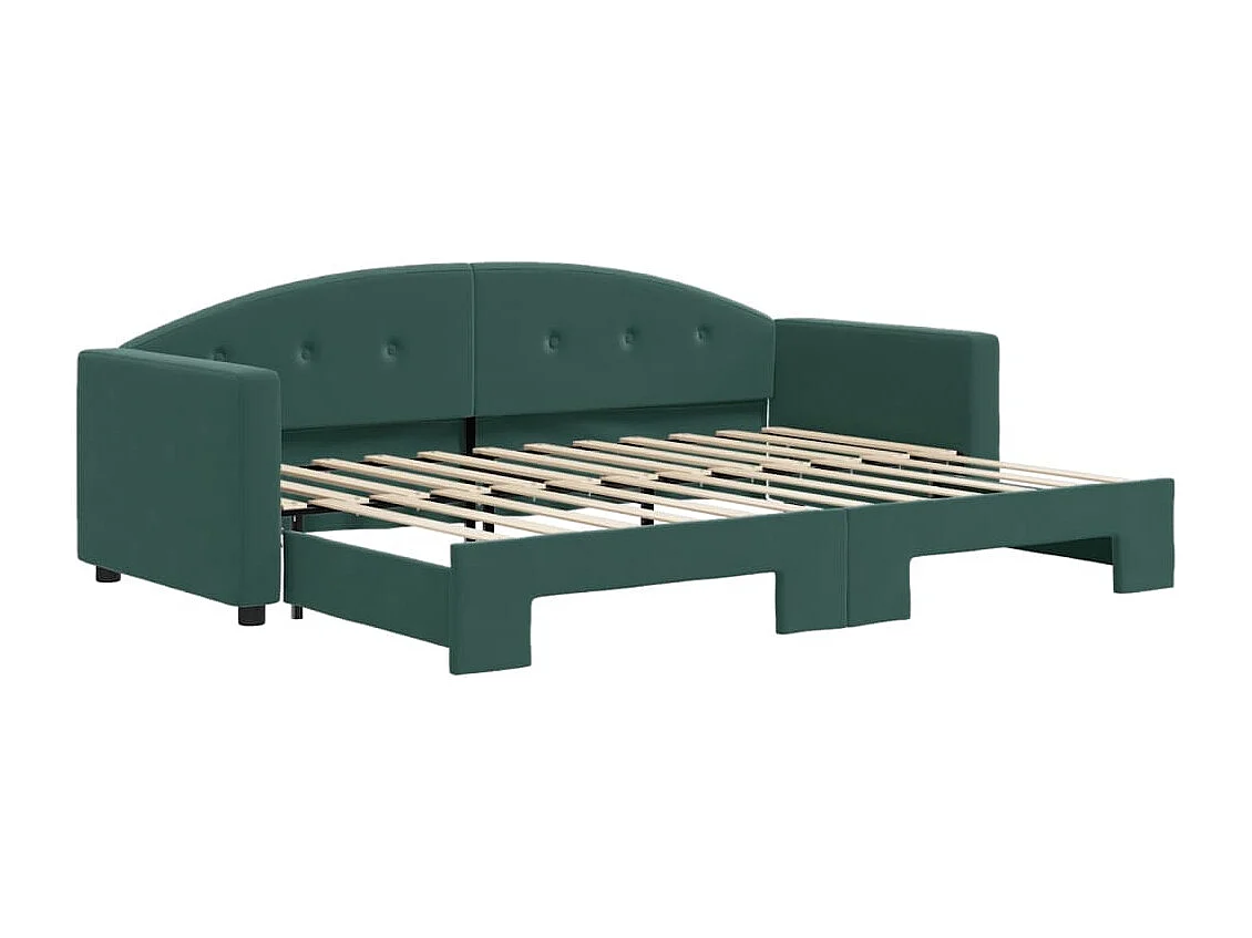 Divano Letto con Letto Estraibile Verde Scuro 80x200cm Velluto