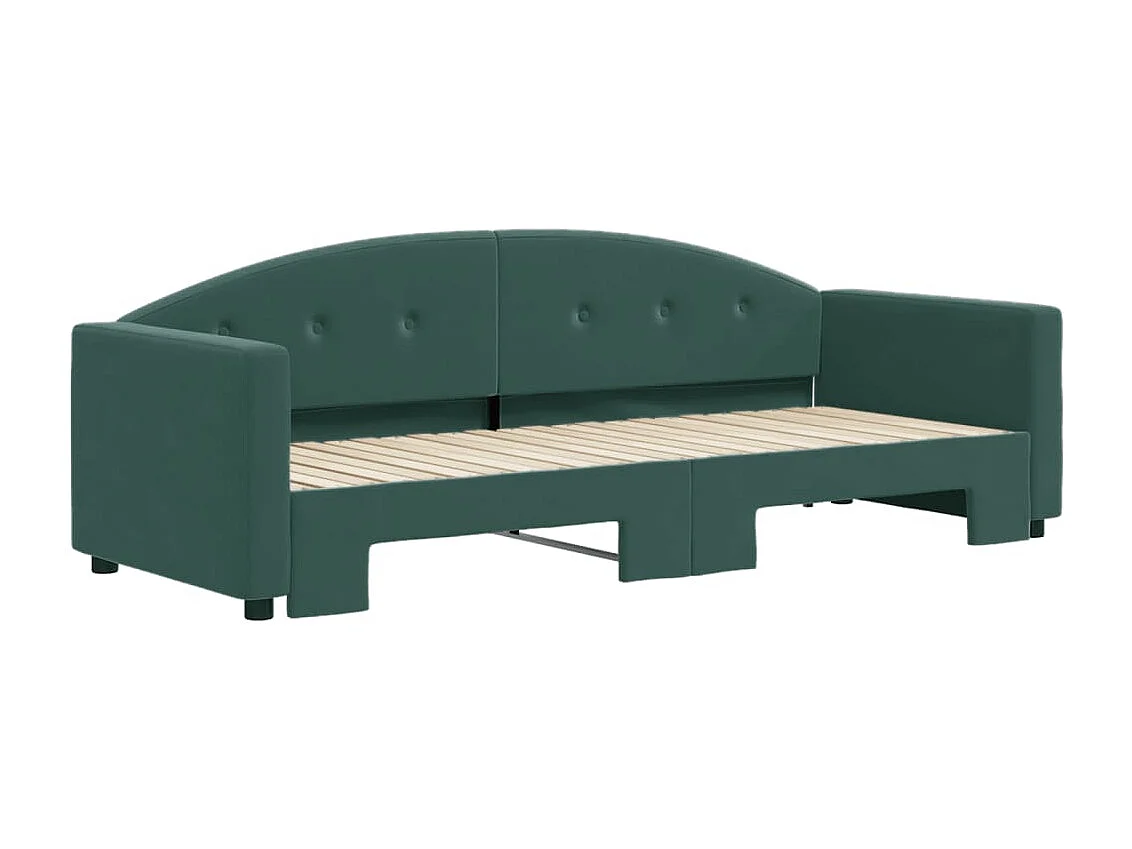 Divano Letto con Letto Estraibile Verde Scuro 80x200cm Velluto