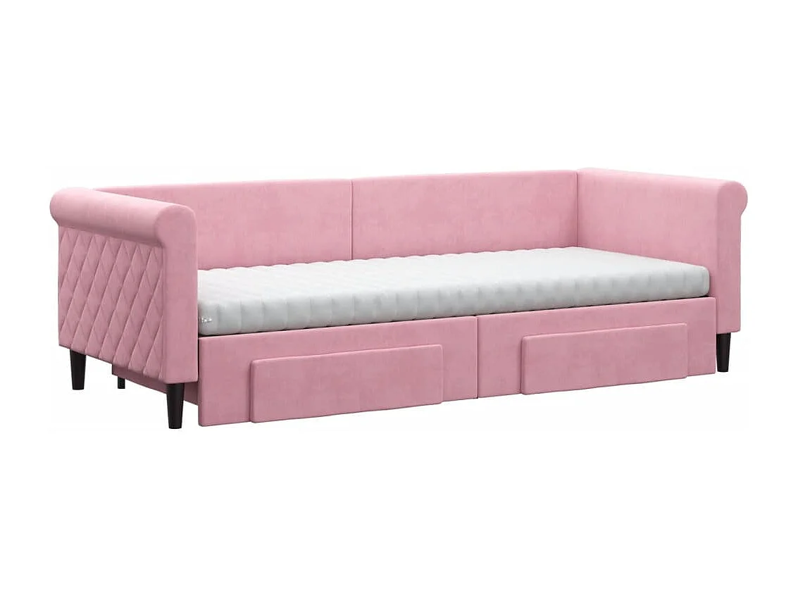 Divano Letto Estraibile con Cassetti Rosa 80x200 cm Velluto