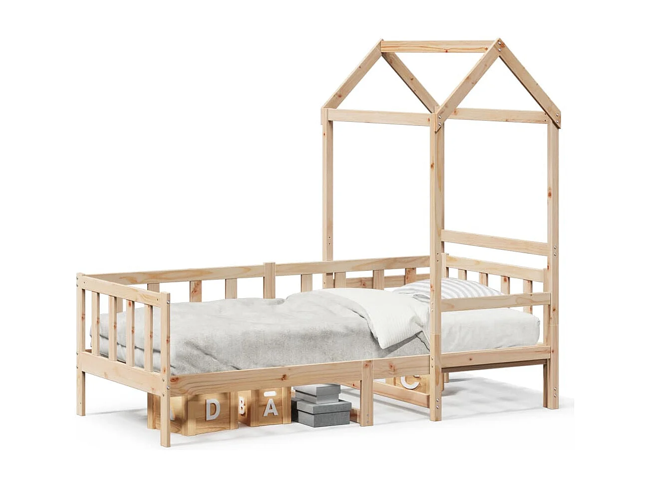 Dormeuse con Tetto 90x200 cm in Legno Massello di Pino