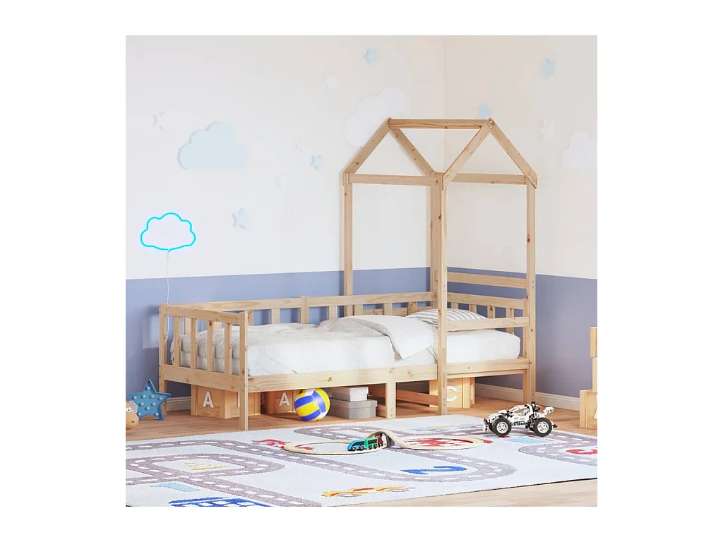Lit de jour avec toit sans matelas 90x200 cm bois massif