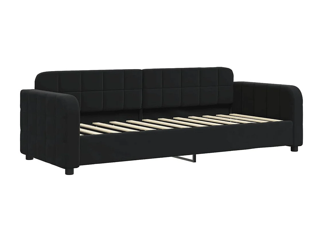Divano Letto Estraibile con Cassetti Nero 80x200 cm in Velluto