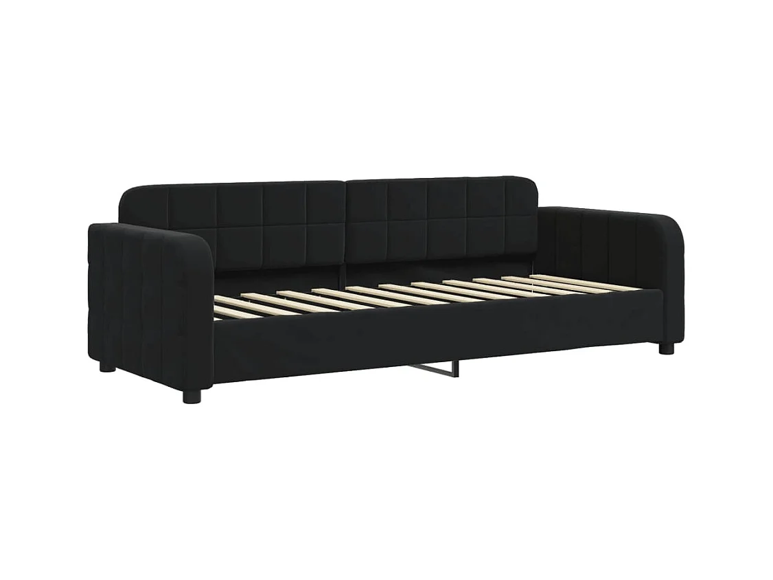 Slaapbank met onderschuifbed en lades 80x200 cm fluweel zwart