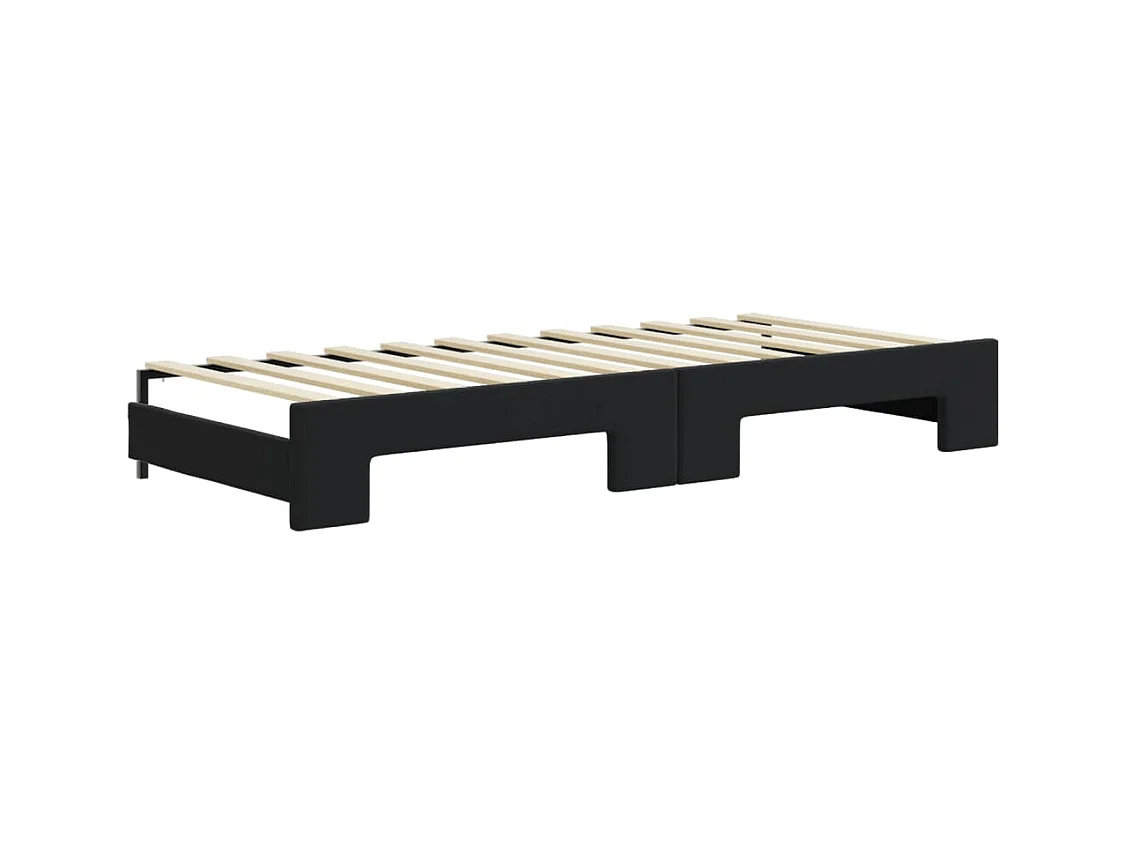 Slaapbank met onderschuifbed en lades 80x200 cm fluweel zwart