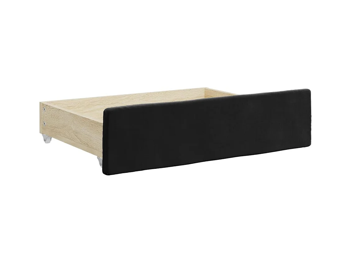 Slaapbank met onderschuifbed en lades 80x200 cm fluweel zwart