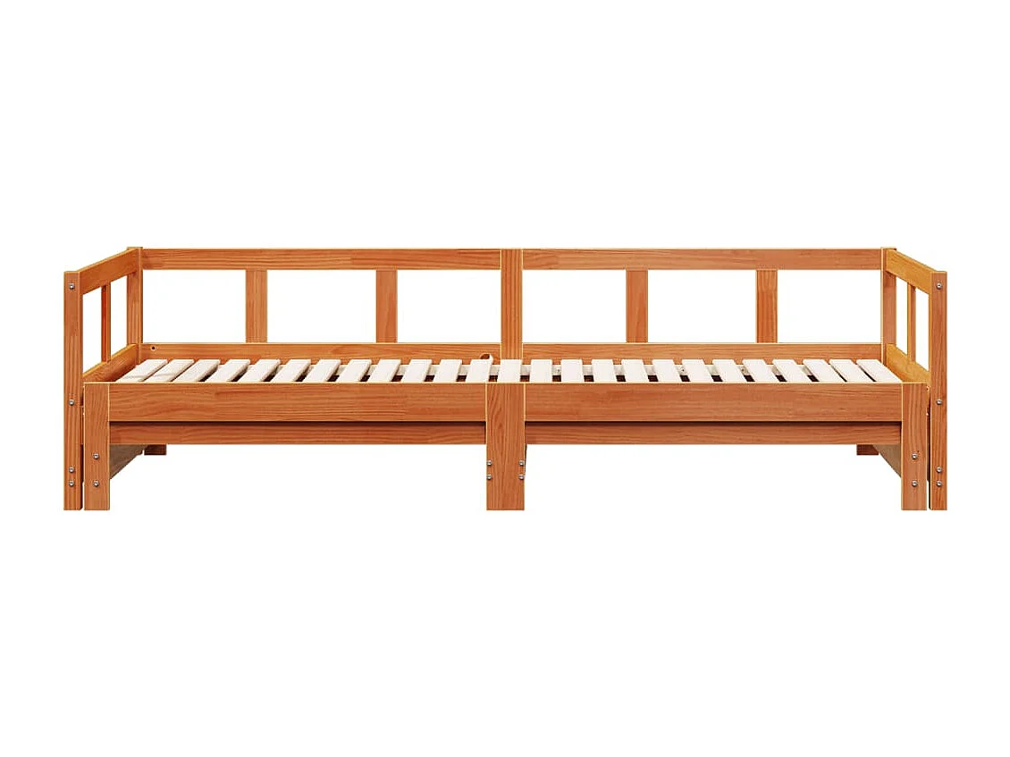Sofá cama sin colchón madera maciza pino marrón cera 90x190 cm