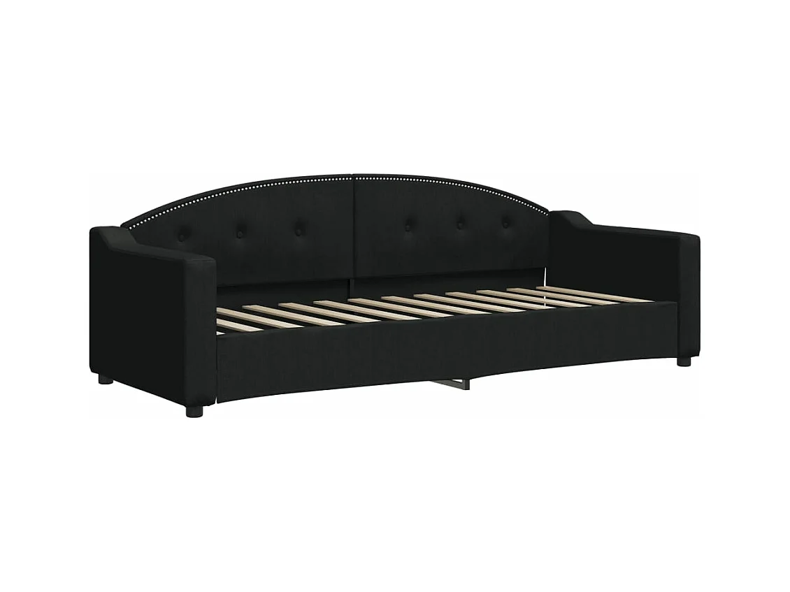 Lit de jour avec gigogne et tiroirs noir 80x200 cm tissu