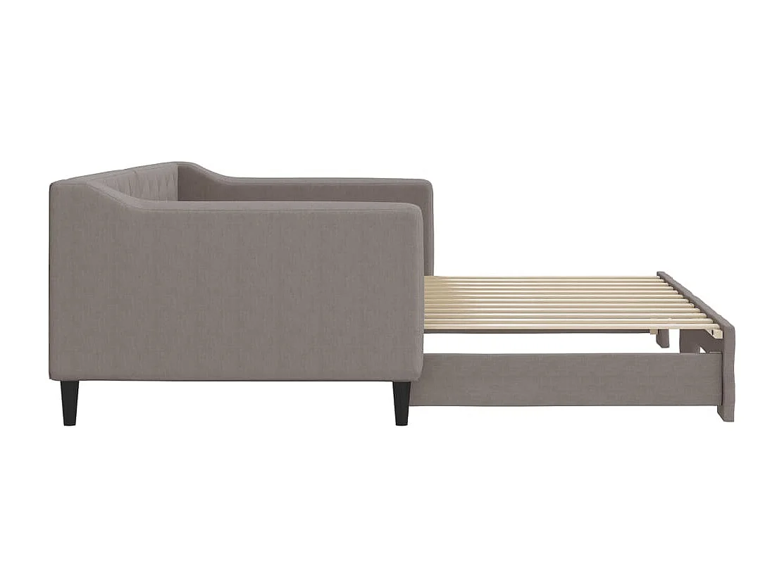 Lit de jour avec gigogne sans matelas taupe 90x200 cm
