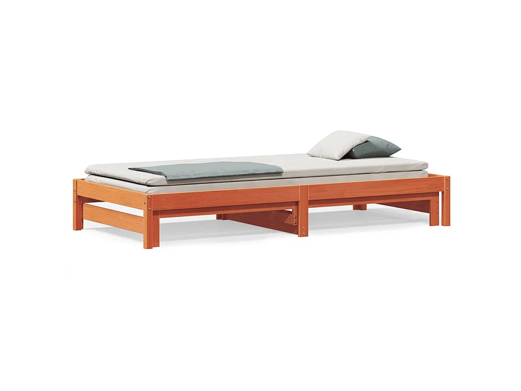 Lit de jour et lit gigogne sans matelas cire marron 90x200 cm
