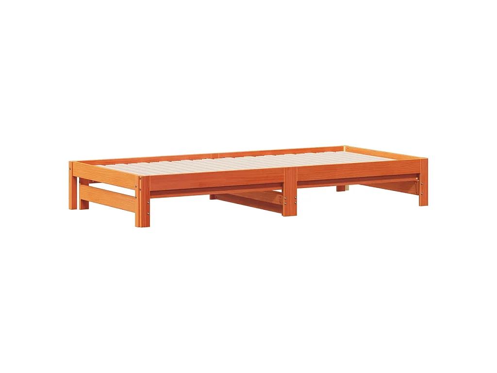 Lit de jour et lit gigogne sans matelas cire marron 90x200 cm