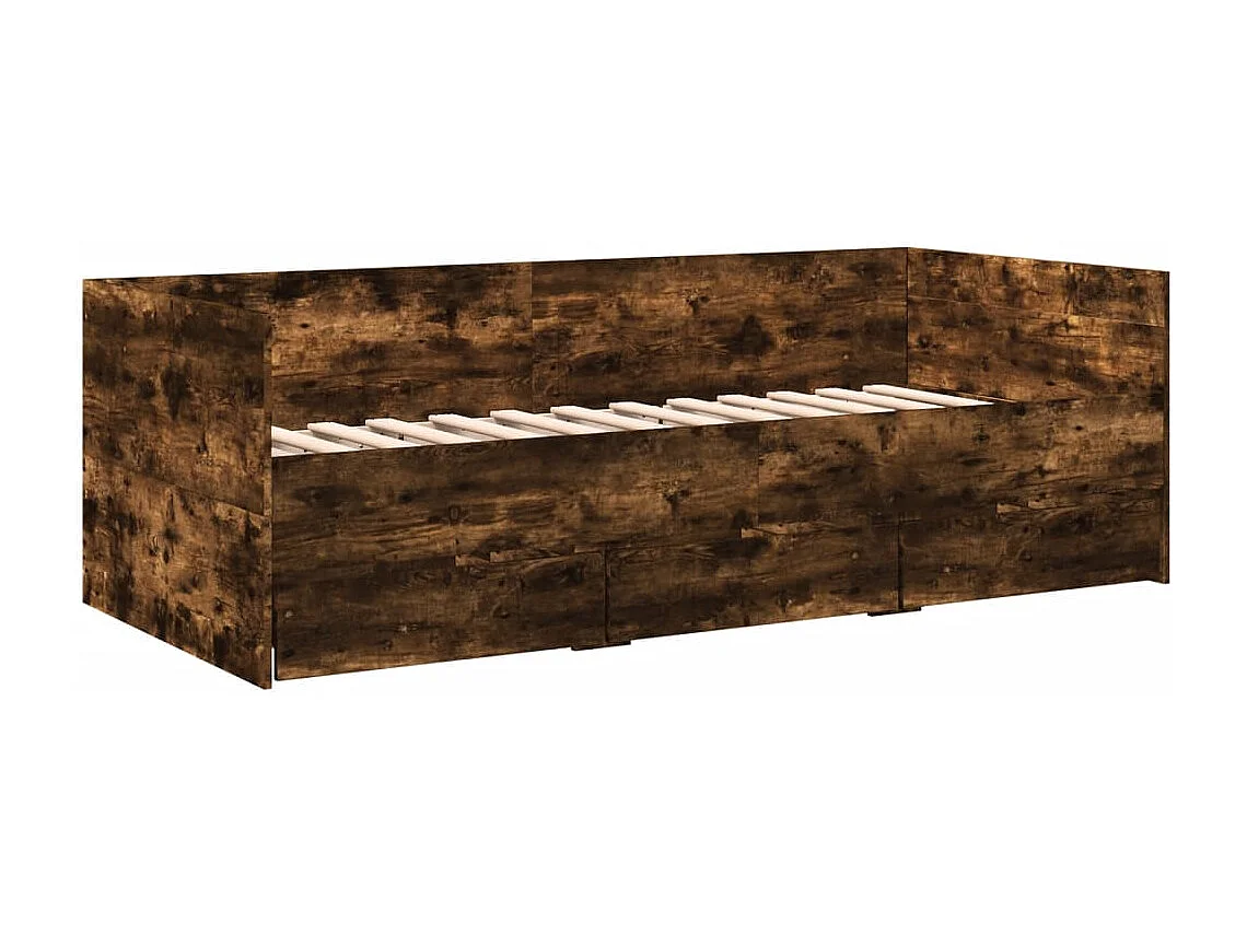 Divano Letto con Cassetti senza Materasso Rovere Fumo 90x190 cm