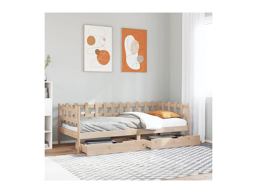 Lit de jour avec tiroirs sans matelas 80x200 cm bois massif