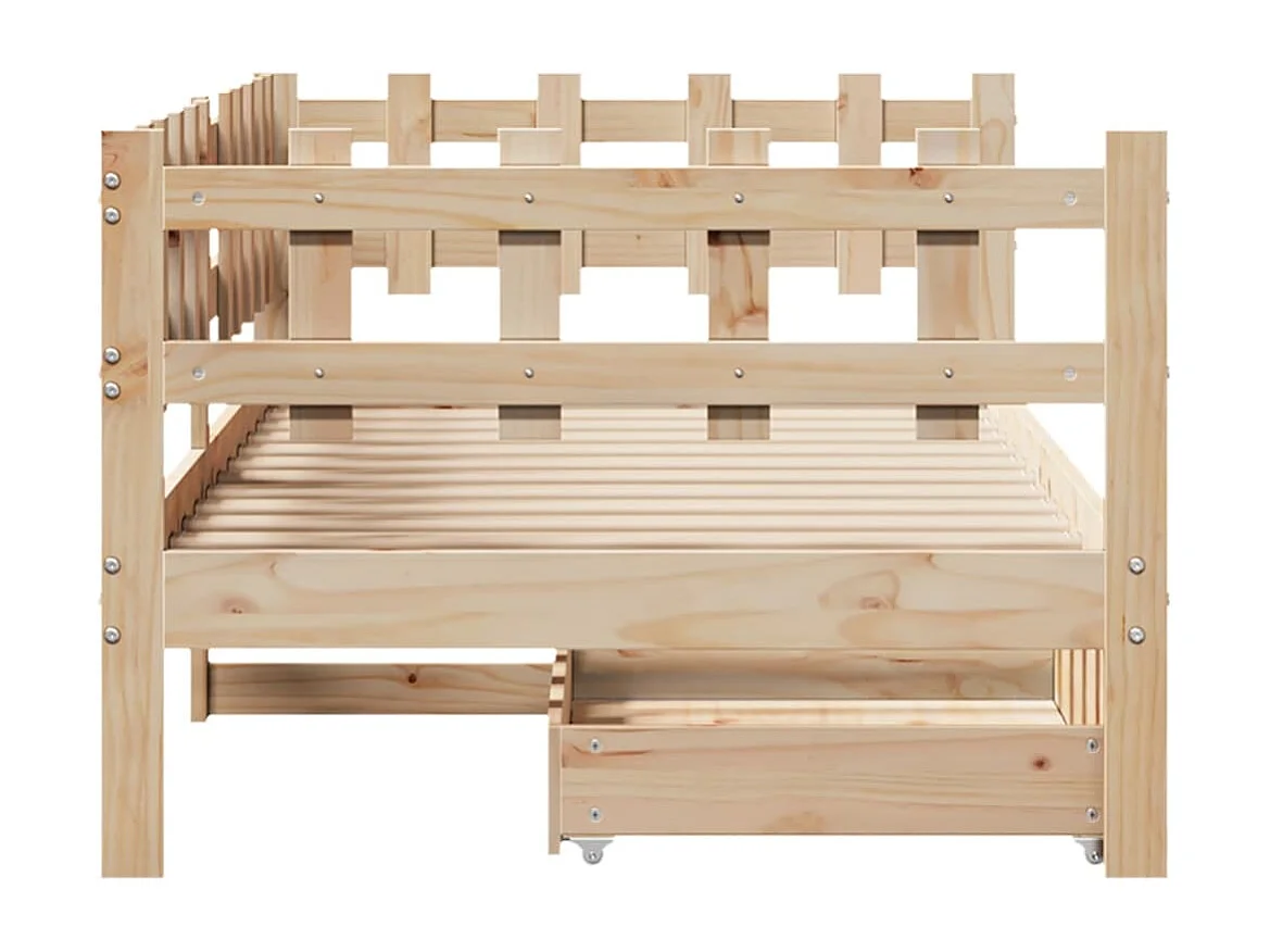 Dormeuse con Cassetti 80x200 cm in Legno Massello di Pino