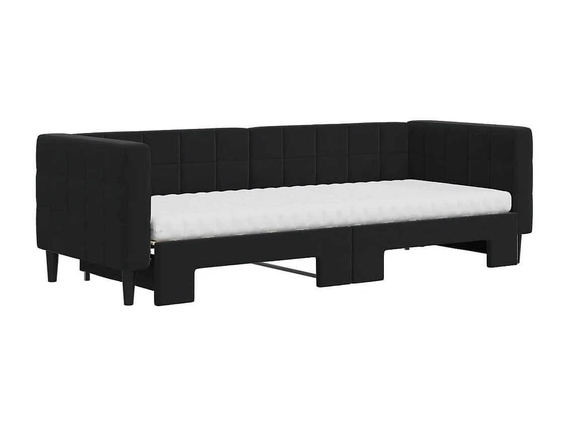 Divano Letto Estraibile con Materassi Nero 80x200 cm Velluto