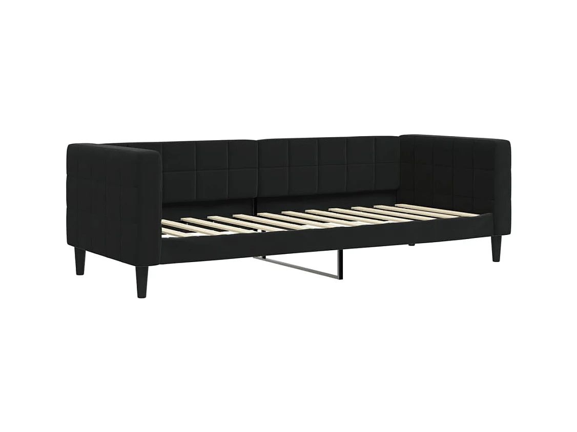 Lit de jour avec lit gigogne et matelas noir 80x200 cm velours