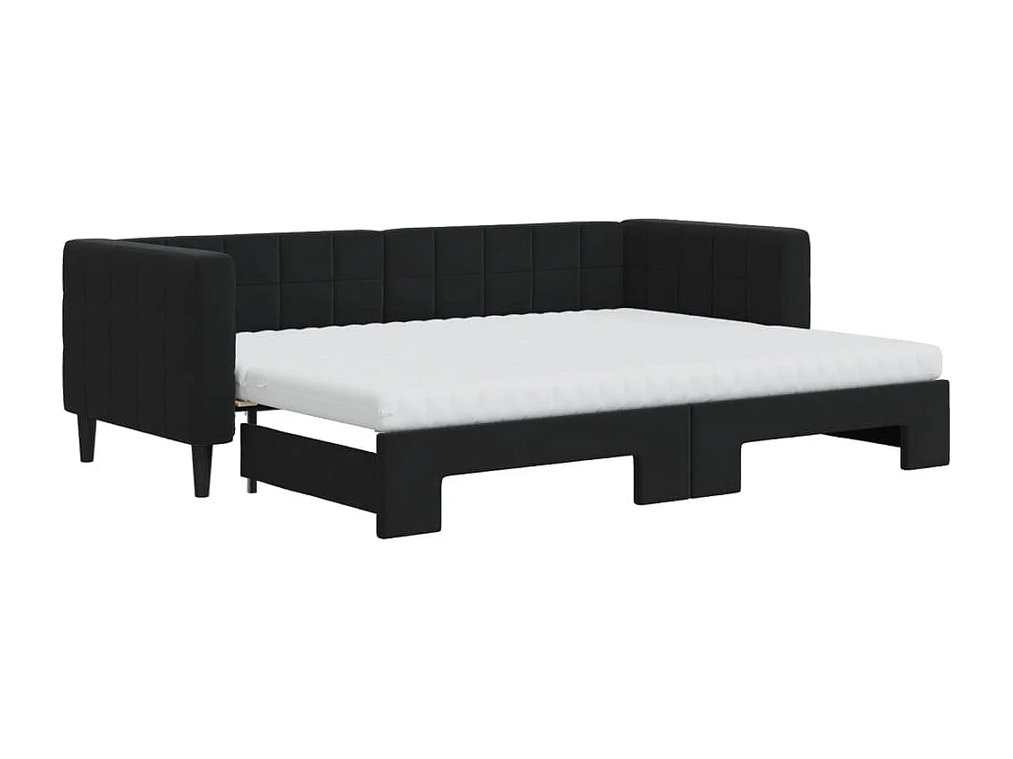 Divano Letto Estraibile con Materassi Nero 80x200 cm Velluto
