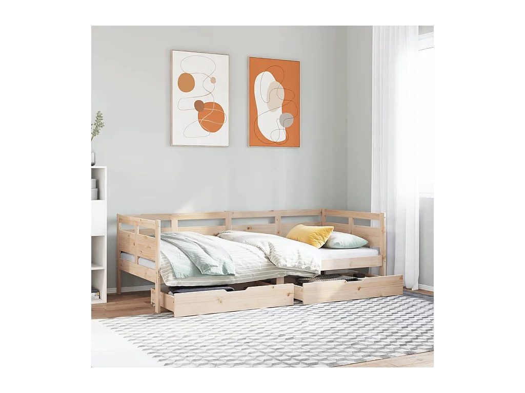 Lit de jour avec tiroirs sans matelas 90x190 cm bois massif