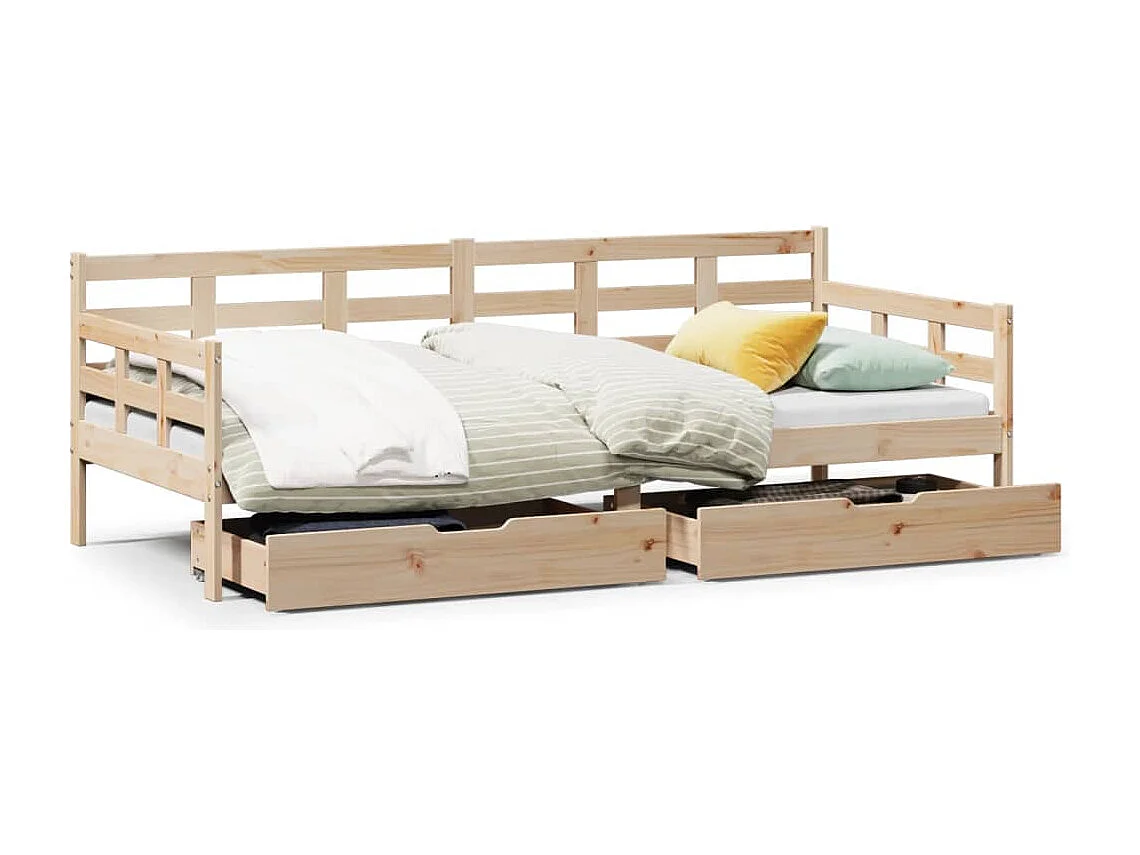 Lit de jour avec tiroirs sans matelas 90x190 cm bois massif