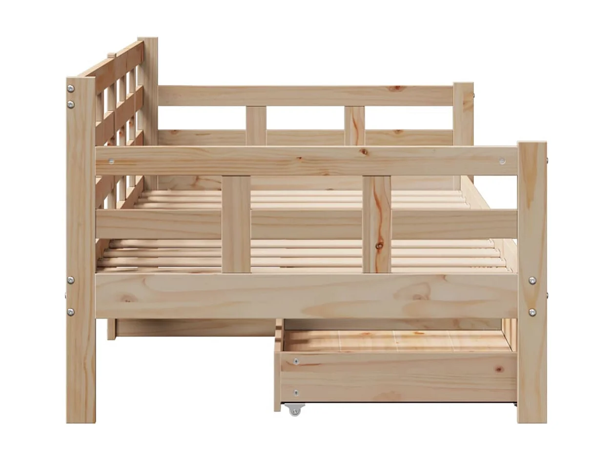 Lit de jour avec tiroirs sans matelas 90x190 cm bois massif