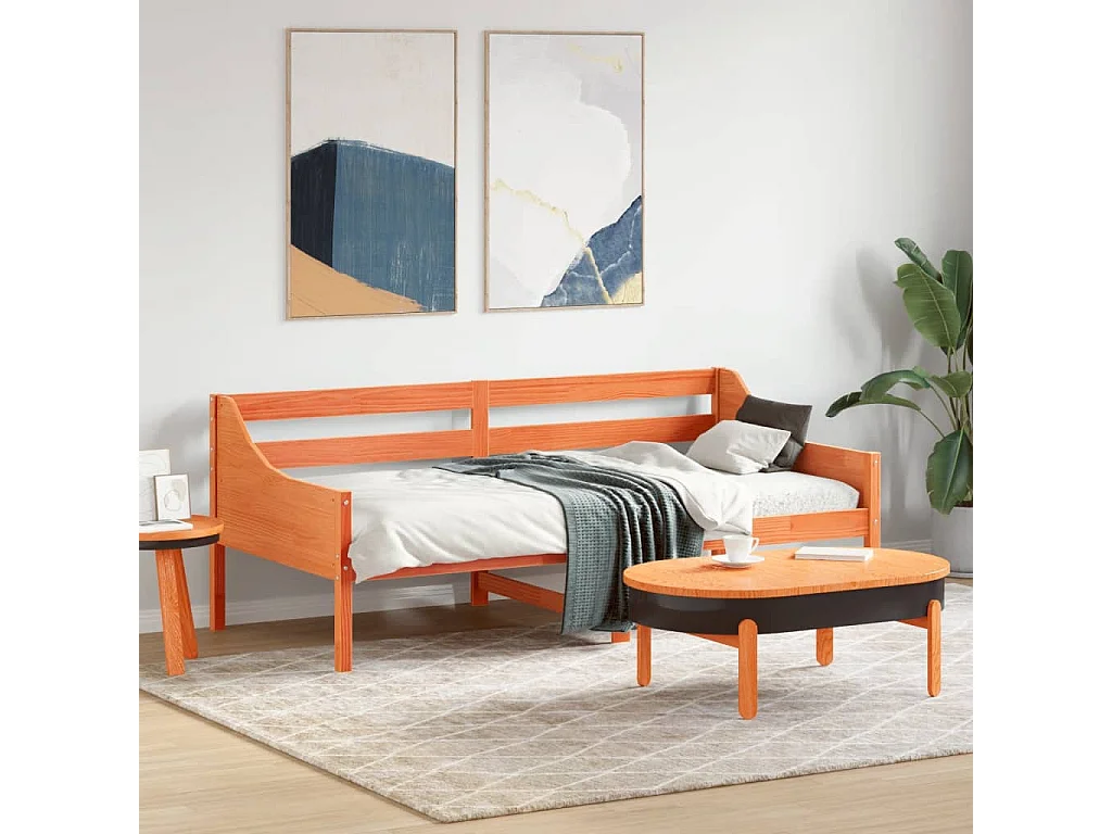 Dormeuse senza Materasso Marrone Cera 90x190 cm Legno di Pino