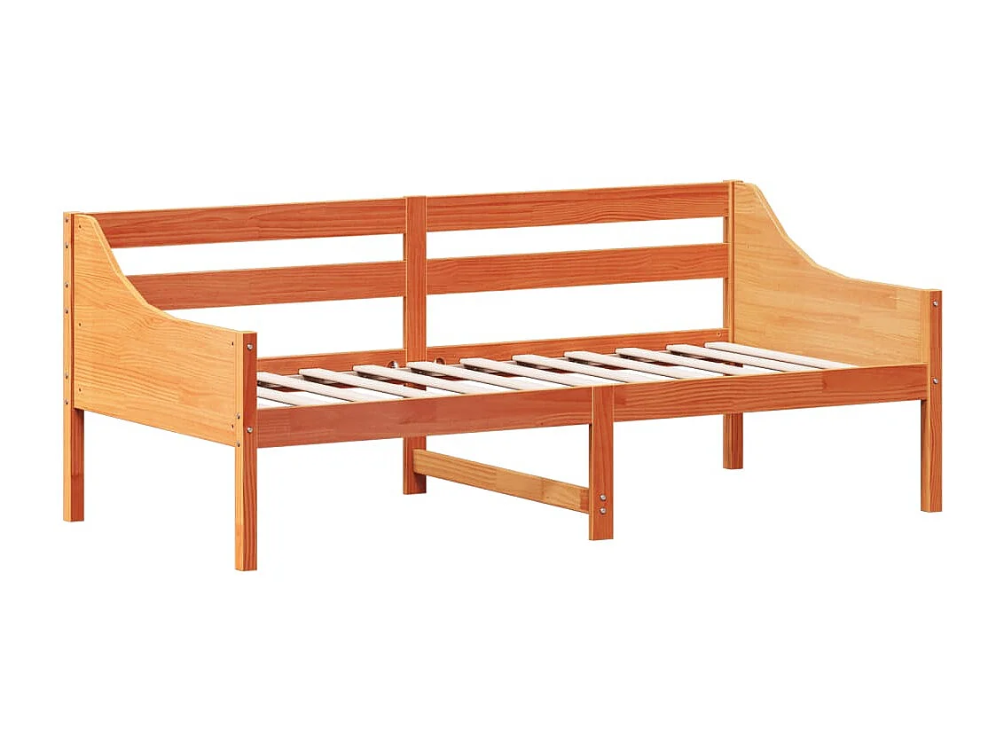 Sofá cama sin colchón madera maciza pino marrón cera 90x190 cm