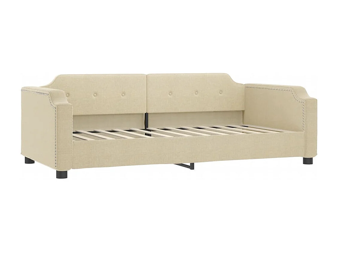 Lit de jour avec gigogne et matelas crème 80x200 cm tissu