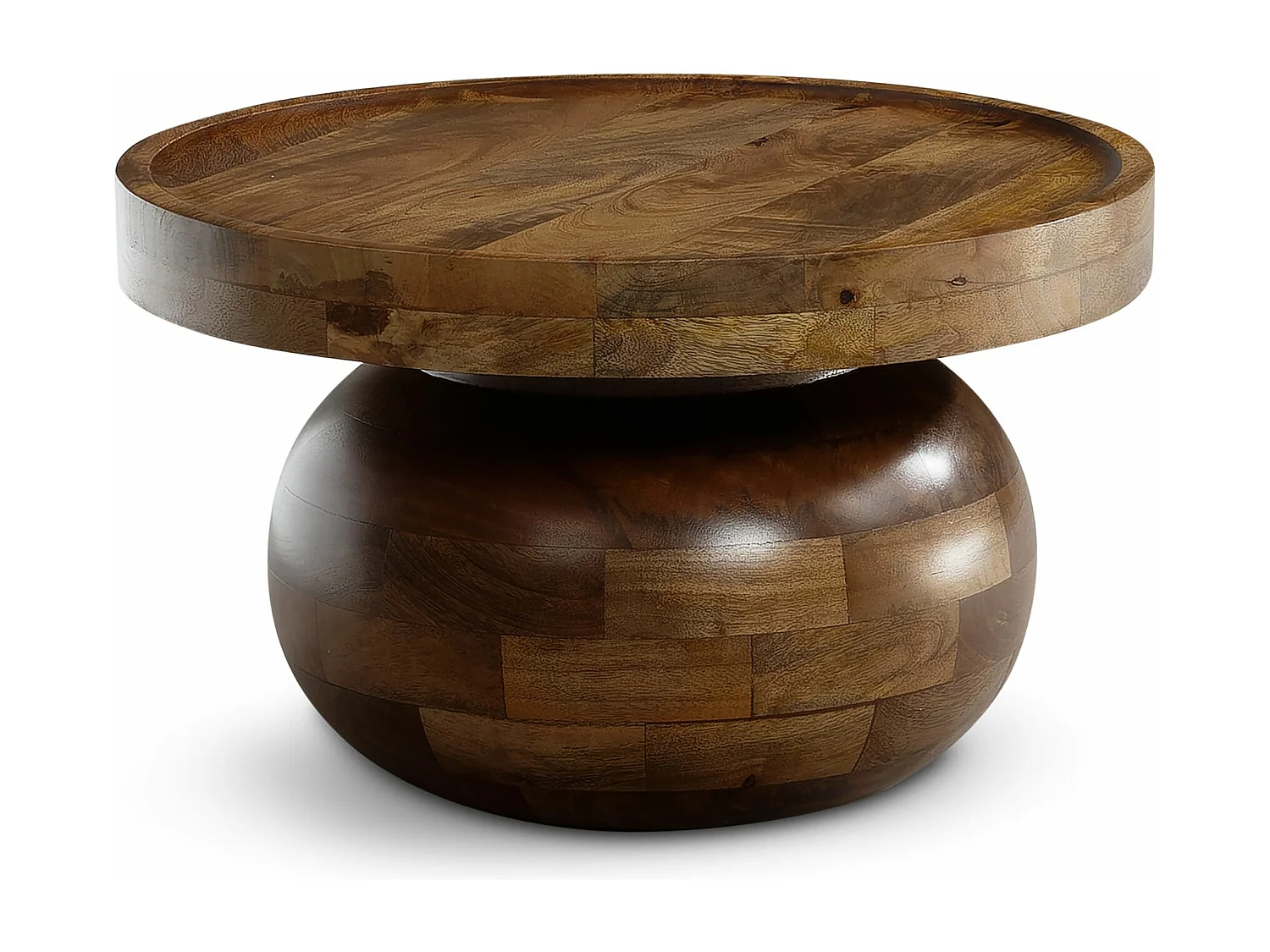Table Basse Ronde Bois Massif Marron 50x50x30,5 cm Table Salon Moderne