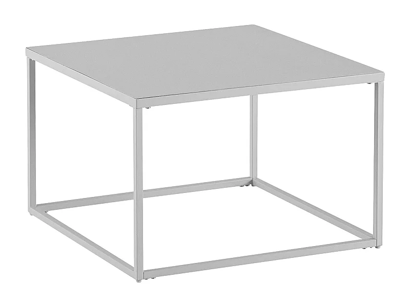 Table Basse Carrée Blanc Métal Argent 60x60x40 cm Table Salon Moderne