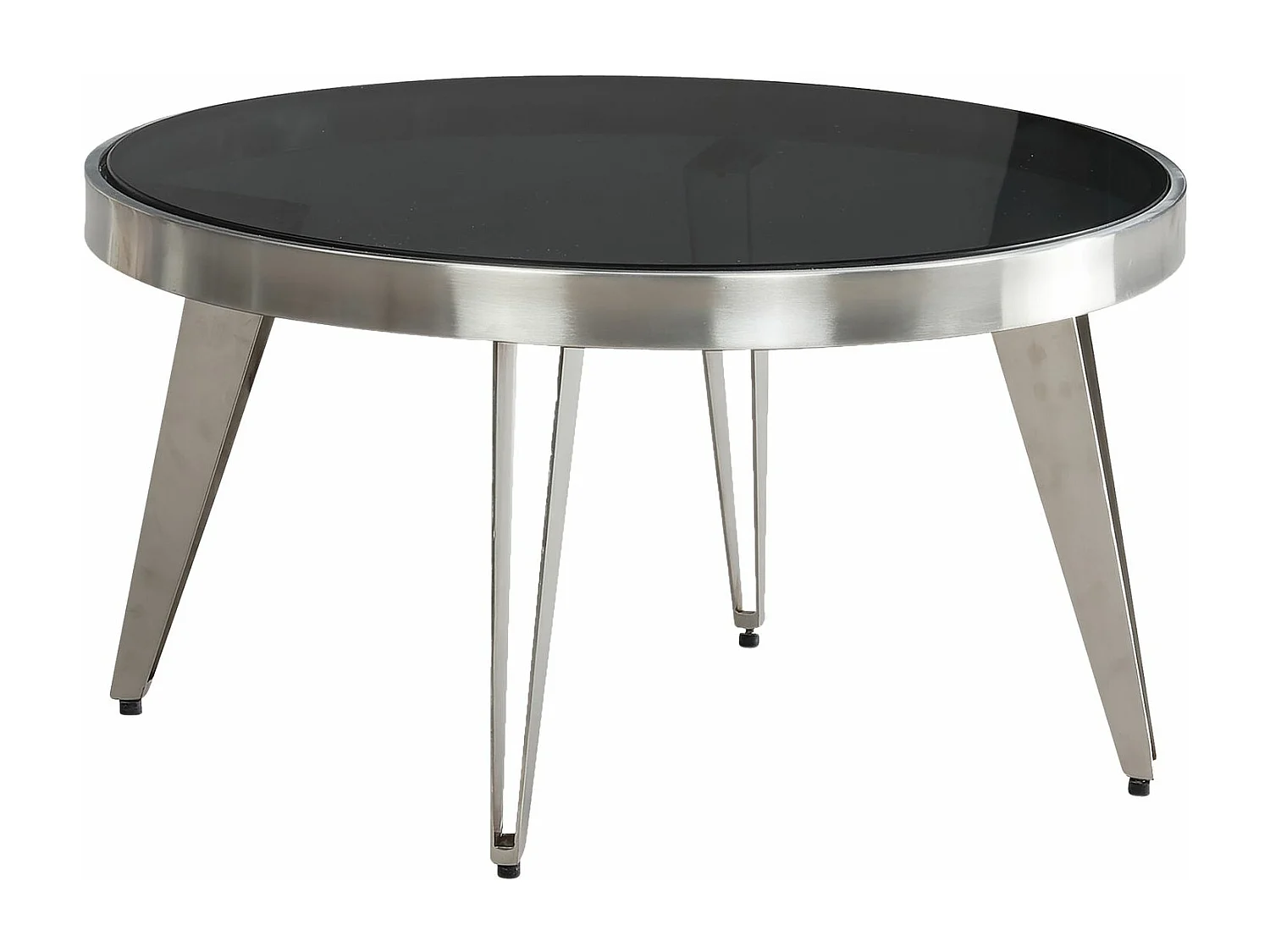Table Basse Ronde Verre Métal Argent 60x60x33 cm Table Salon Moderne