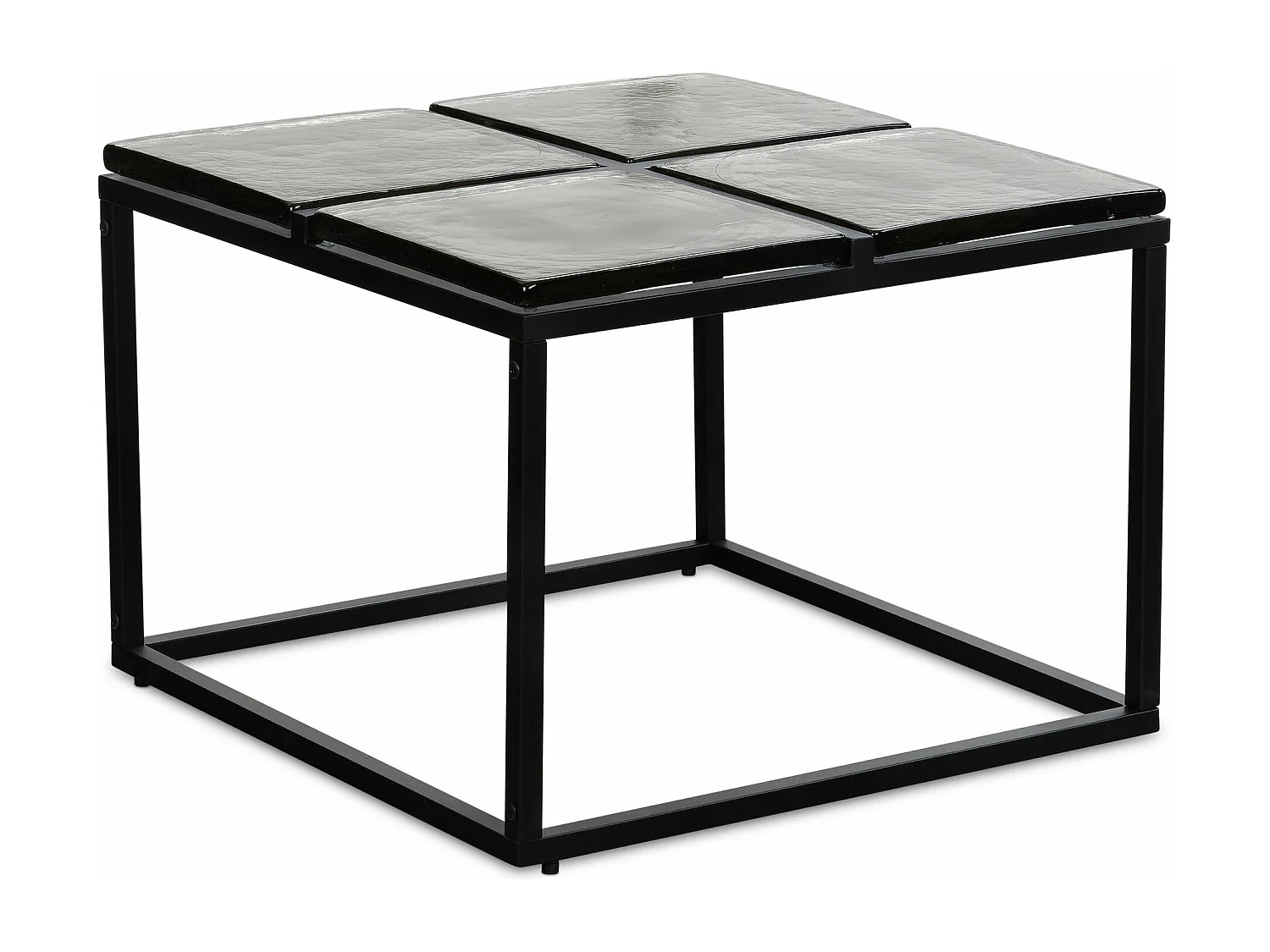 Table Basse Carrée Verre Métal Noir 50x50x30,5 cm Table Salon Moderne