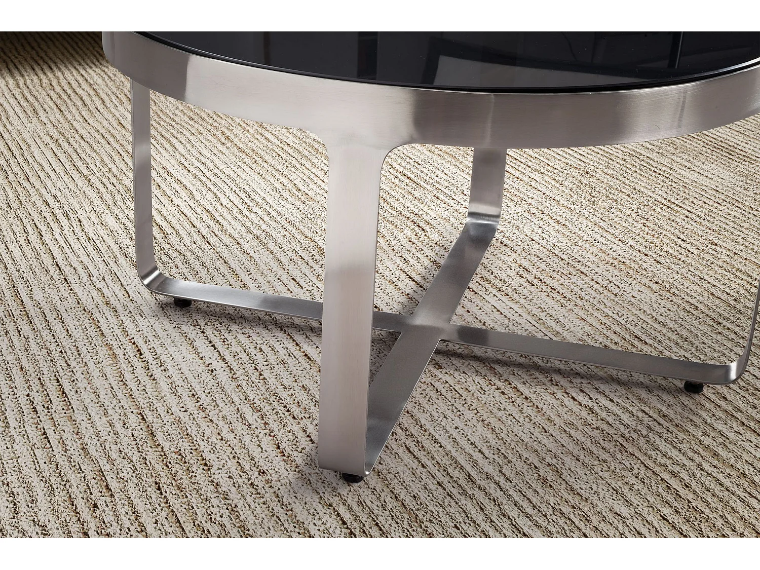 Table Basse Ronde Verre Métal Argent 60x60x34 cm Table Salon Moderne