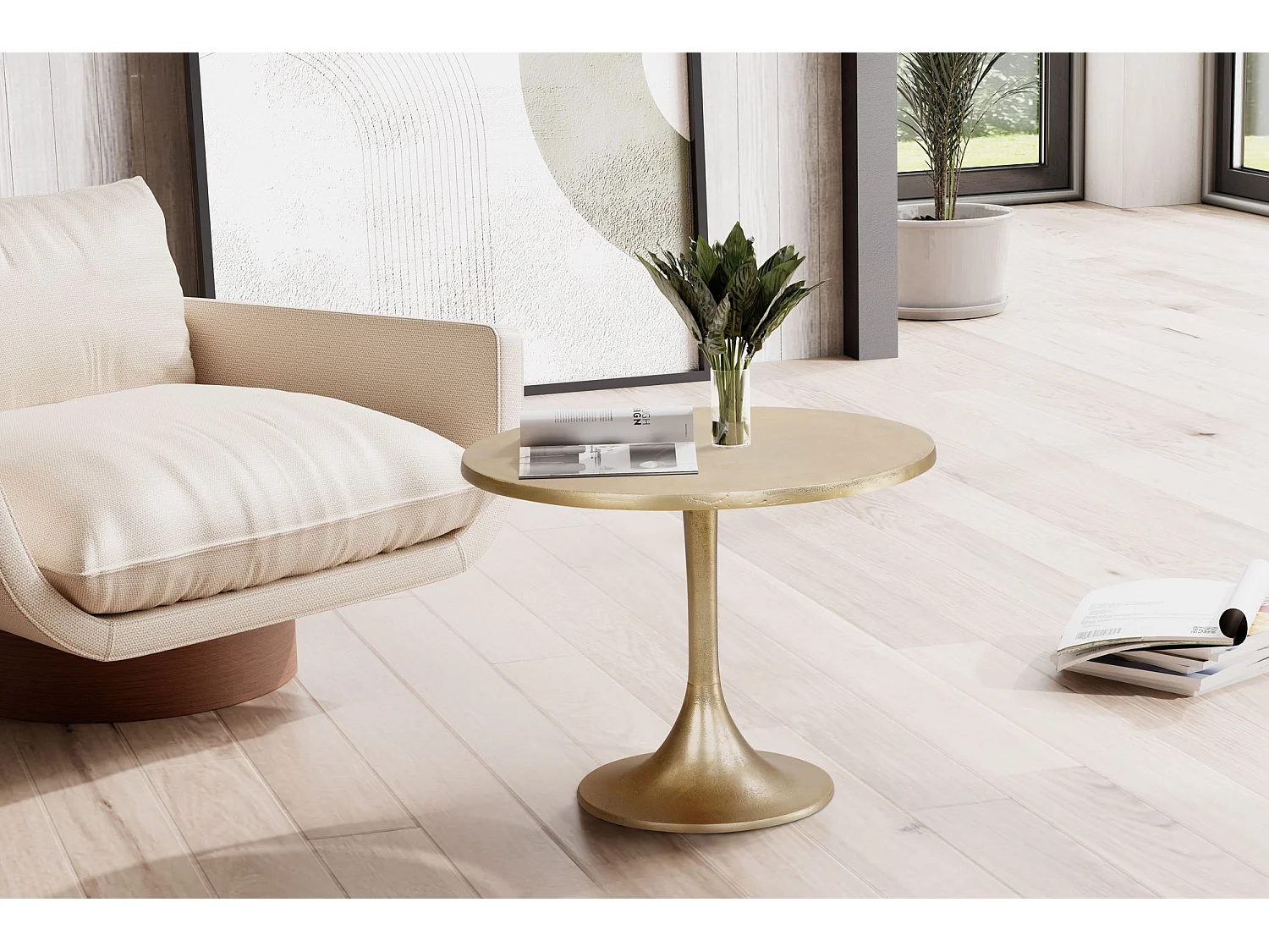 Table Basse Ronde Métal Doré Ø 60 cm Petite Design Table Salon Moderne