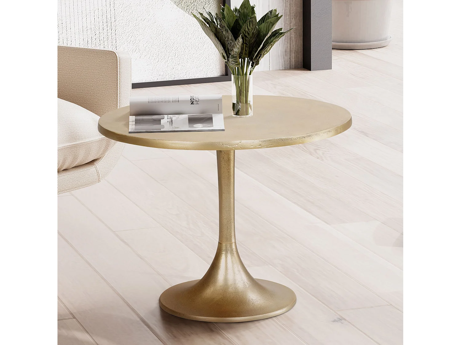 Table Basse Ronde Métal Doré Ø 60 cm Petite Design Table Salon Moderne