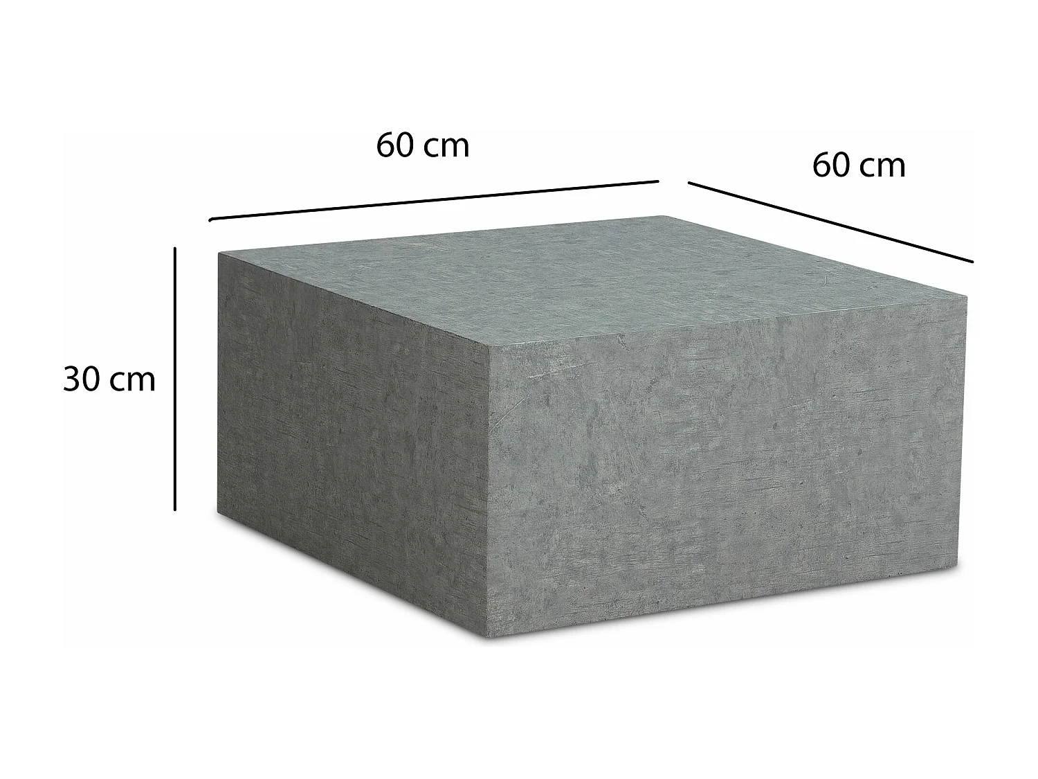 Table Basse MONOBLOC Aspect Béton Gris Table de Salon Moderne Cube