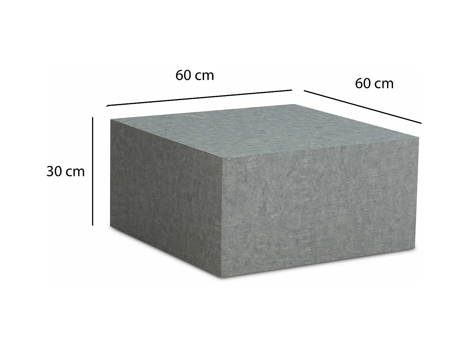 Table Basse MONOBLOC Aspect Béton Gris Table de Salon Moderne Cube