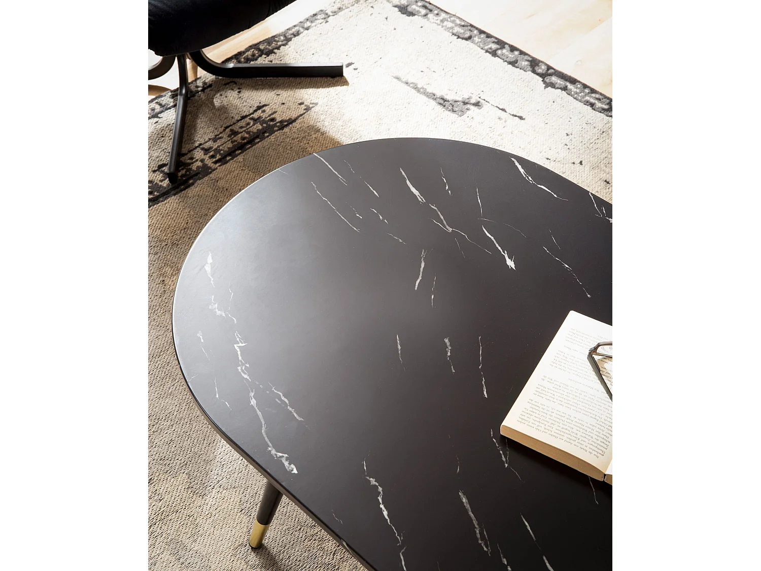 Table Basse 120x60x41,5 cm Aspect Marbre Grande Table de Salon Moderne