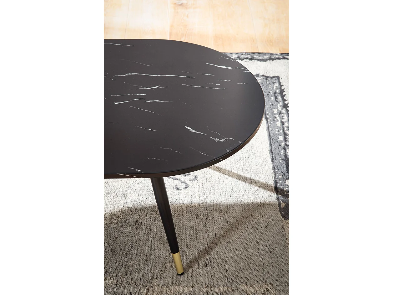 Table Basse 120x60x41,5 cm Aspect Marbre Grande Table de Salon Moderne