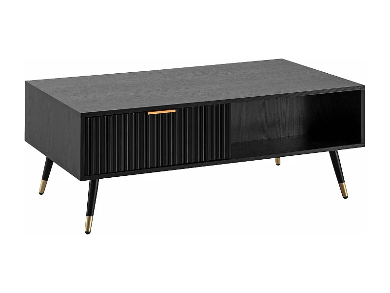 Table Basse 110x60 cm Noir Rectangulaire Grande Table de Salon Moderne