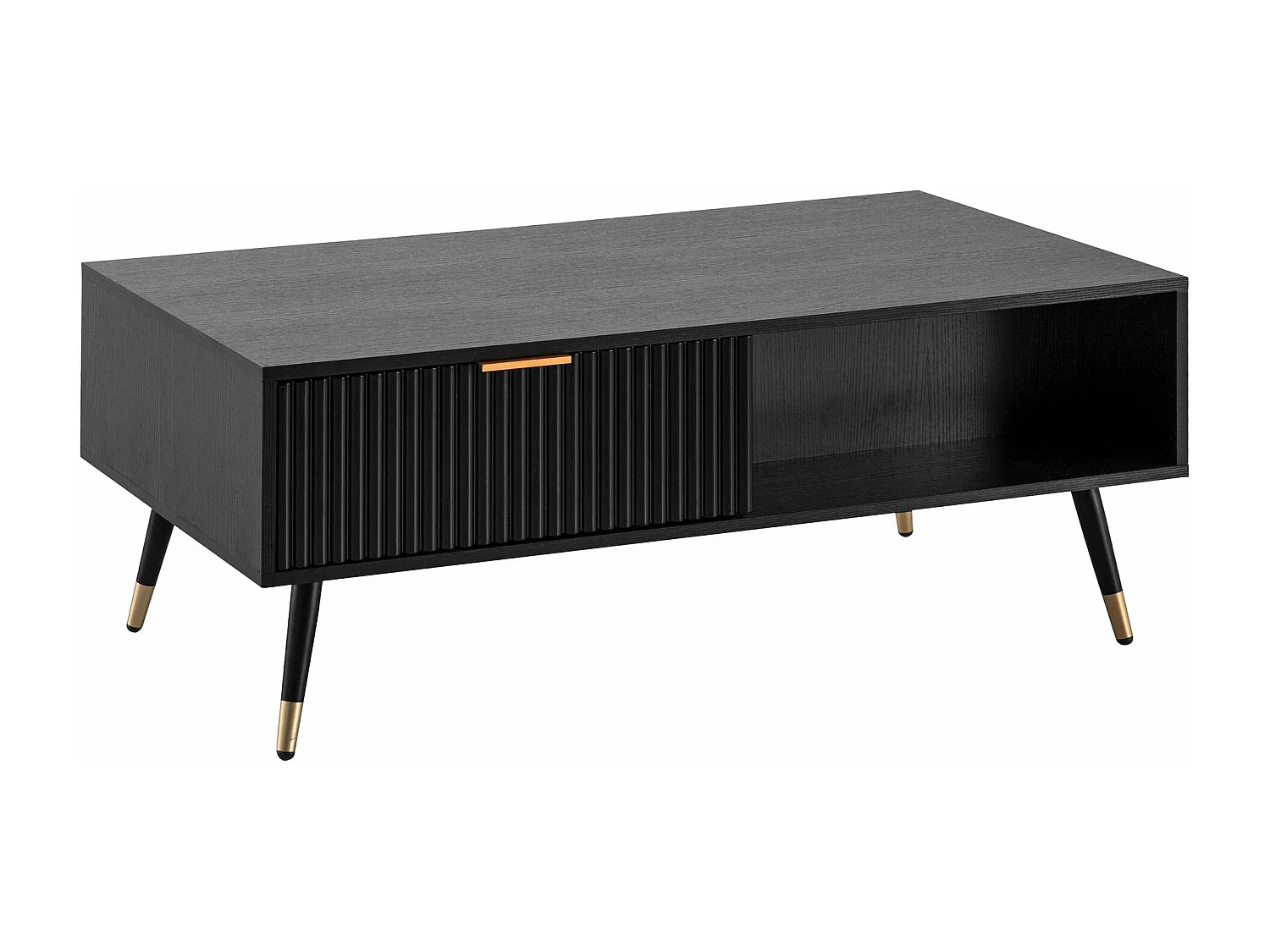 Table Basse 110x60 cm Noir Rectangulaire Grande Table de Salon Moderne