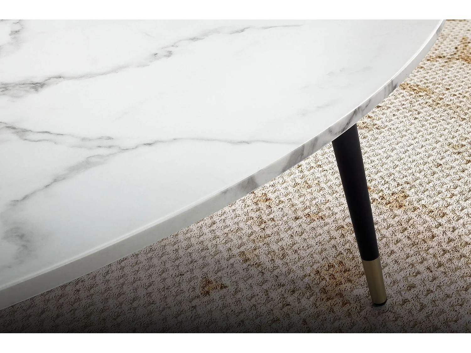 Table Basse 90x60x41 cm Aspect Marbre Table de Salon Moderne Trépied