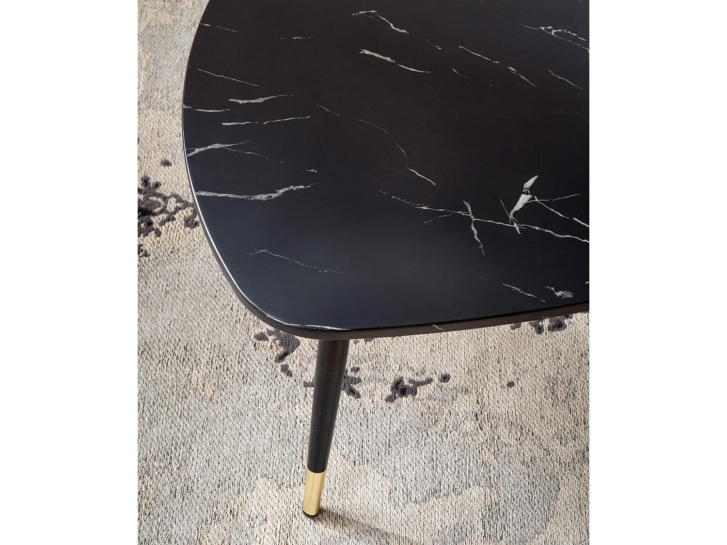 Table Basse 90x60x41 cm Aspect Marbre Table de Salon Moderne Trépied