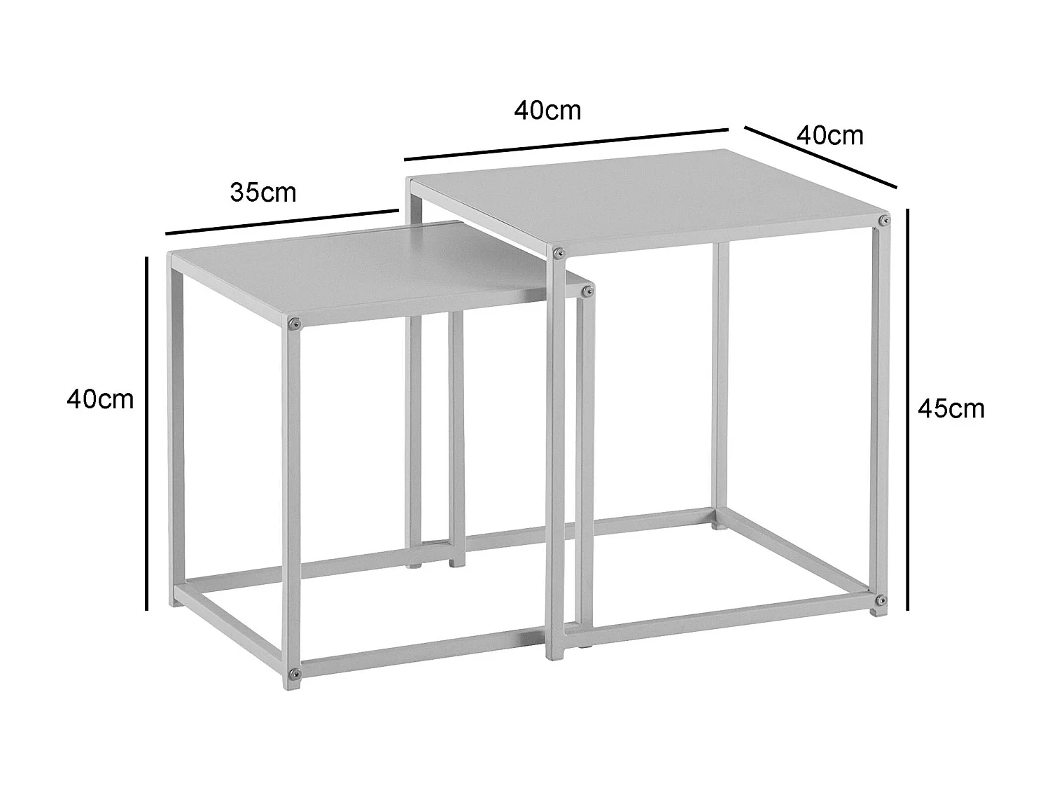 Tables Gigognes Métal Blanc Noir Table d'appoint Basse Moderne Lot de 2