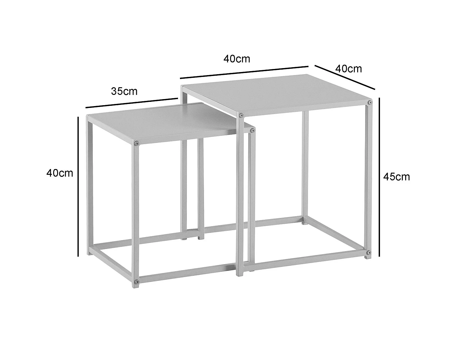 Tables Gigognes Métal Blanc Noir Table d'appoint Basse Moderne Lot de 2
