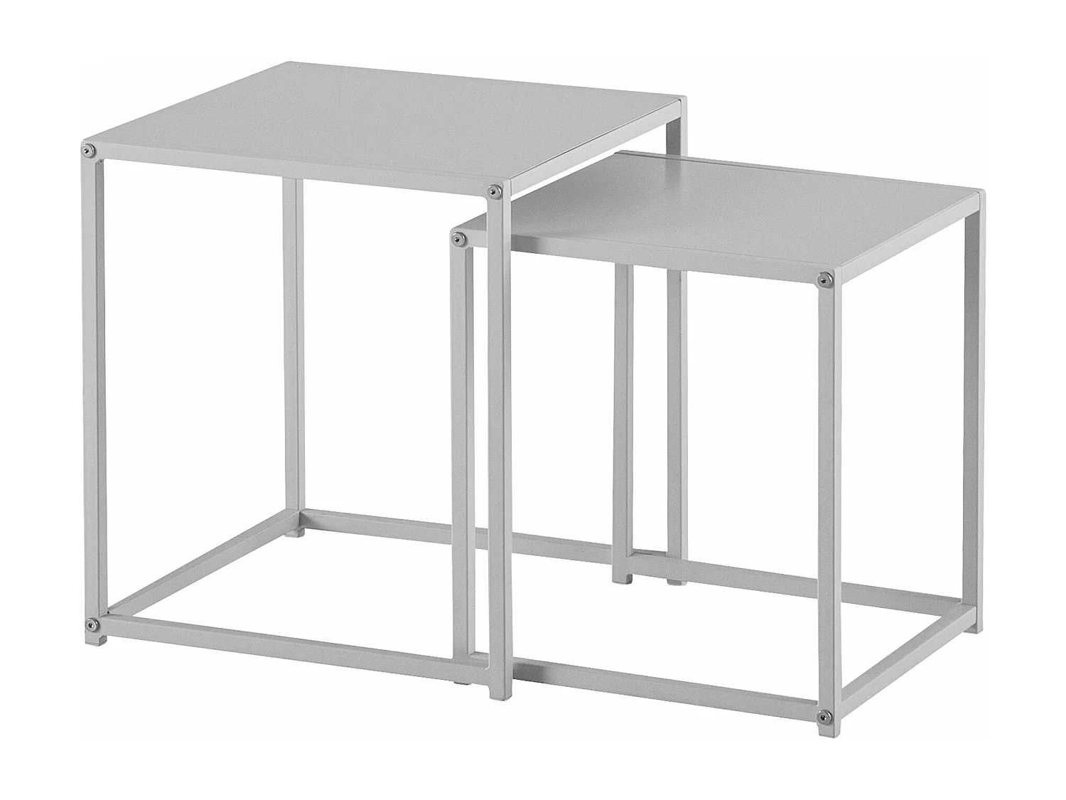 Tables Gigognes Métal Blanc Noir Table d'appoint Basse Moderne Lot de 2