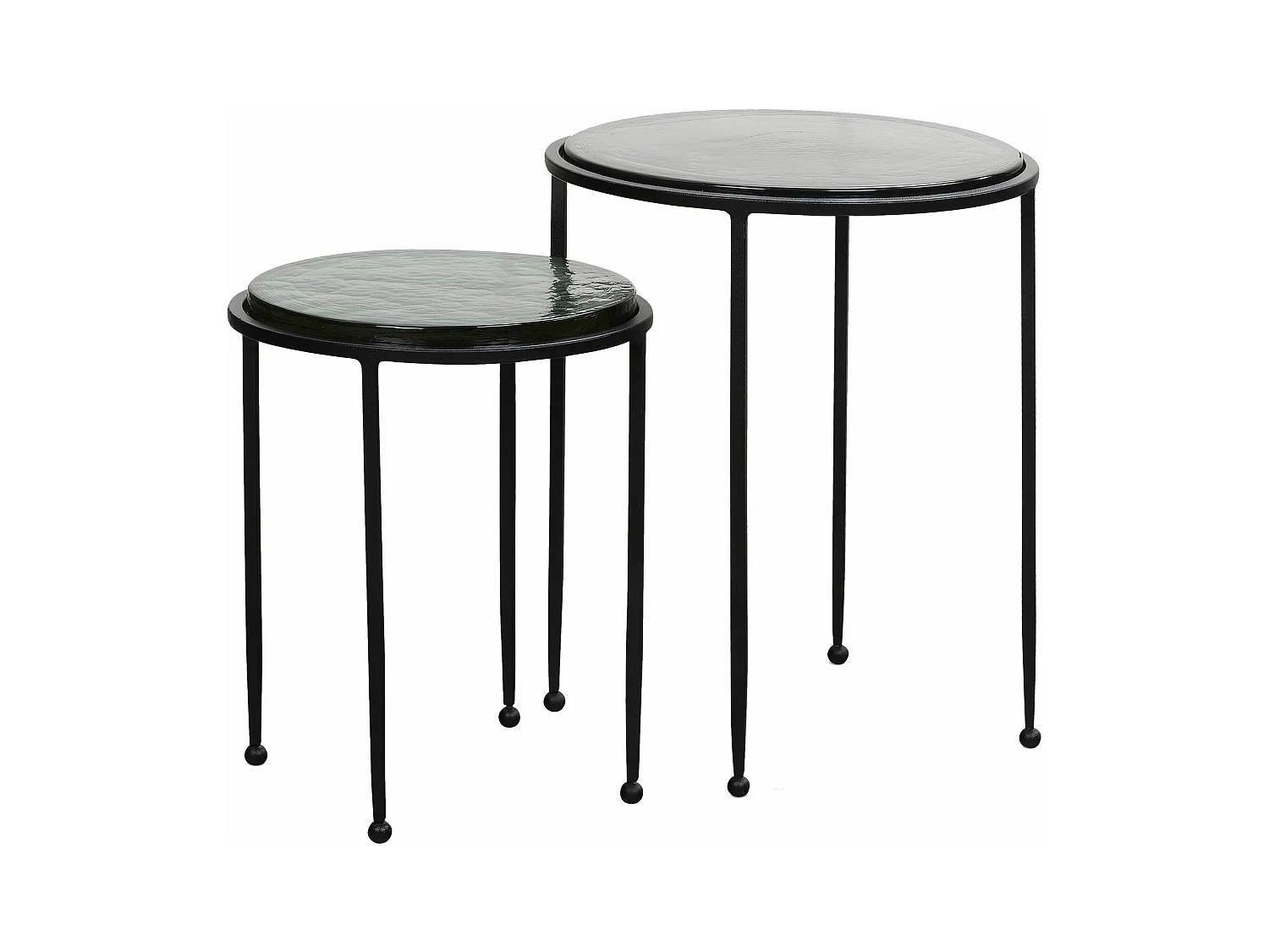 Tables Gigognes Verre Métal Table d'appoint Basse Moderne Lot de 2 Ronde