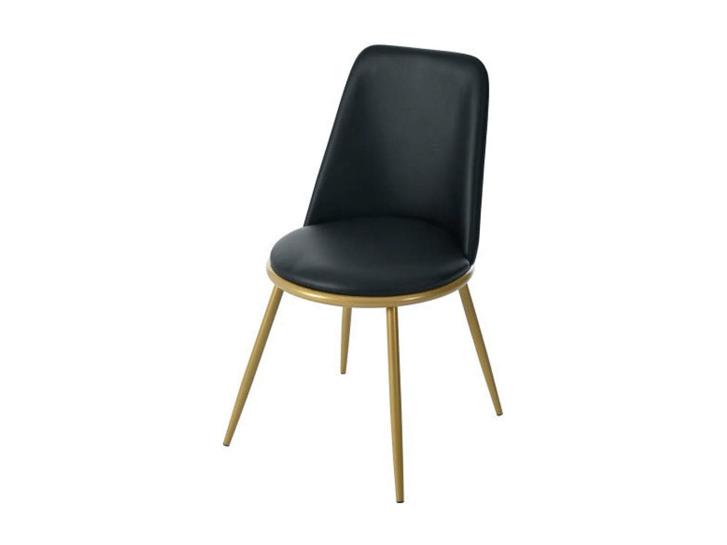 Chaises de salle à manger en cuir pu, pieds dorés, lot de 2, noir,d44cm×h88cm