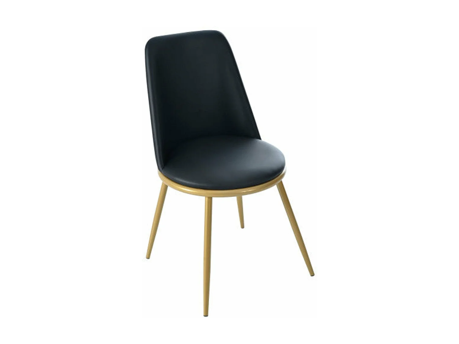 Chaises de salle à manger en cuir pu, pieds dorés, lot de 2, noir,d44cm×h88cm