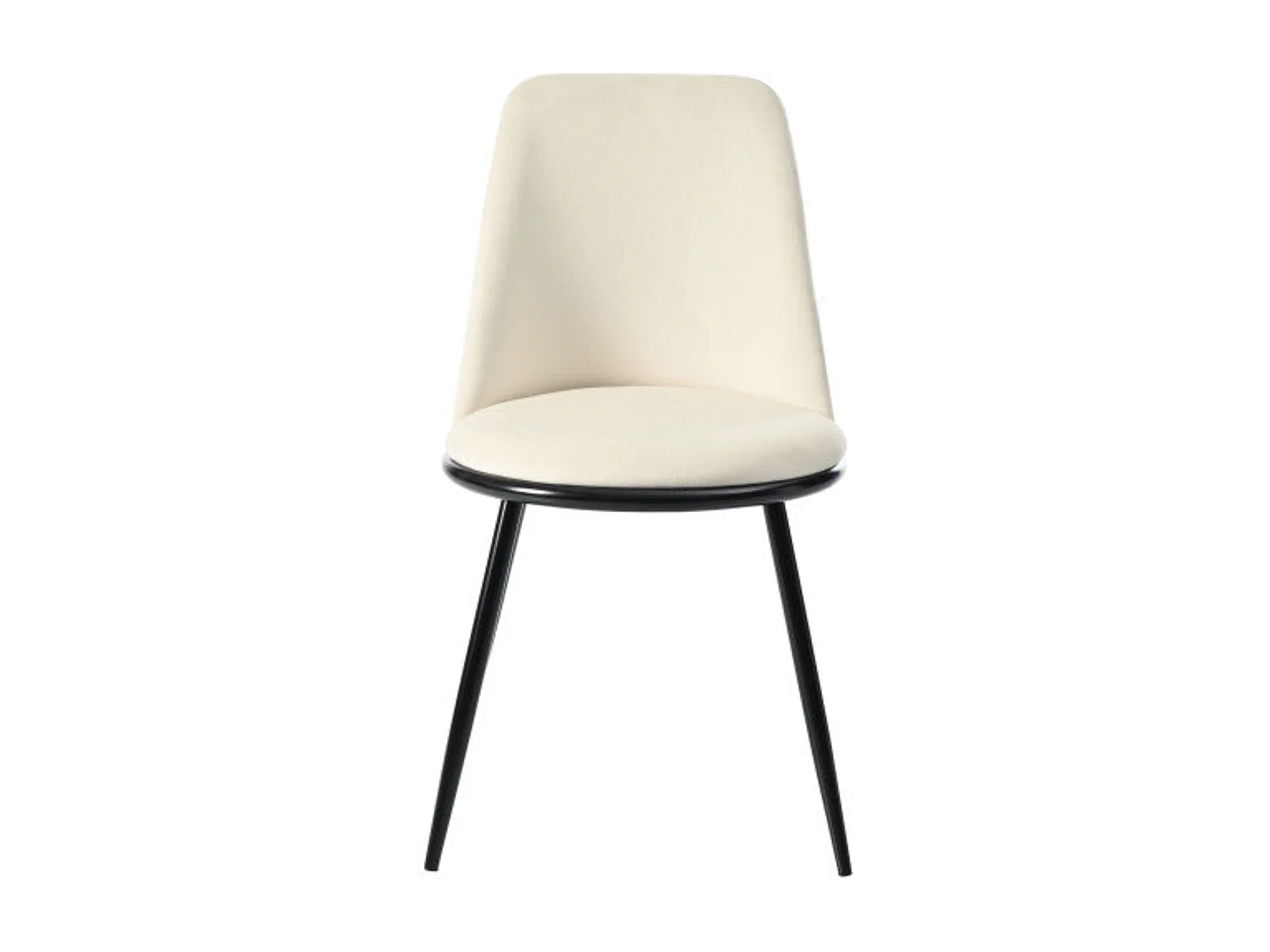 Chaises de salle à manger en velours, dossier rond, pieds noirs- lot de 2,beige,d44cm×h88cm
