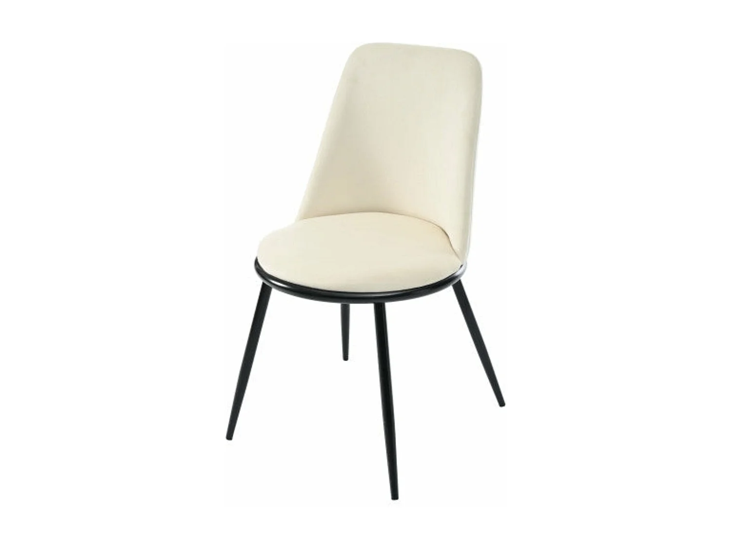 Chaises de salle à manger en velours, dossier rond, pieds noirs- lot de 2,beige,d44cm×h88cm